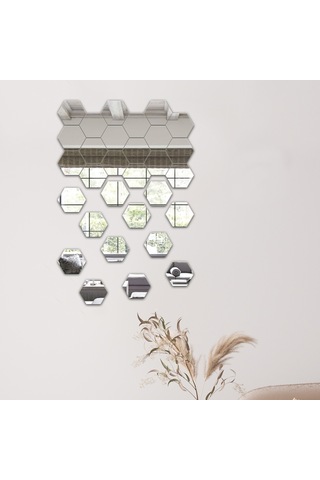 Ayna | Düz Ayna | 30'Lu Takım Altıgen Ayna Şeffaf