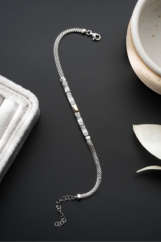 Çekirdekjewelry Baget Zirkon Taşlı 925 Ayar Gümüş Şık Kadın Bileklik Gri