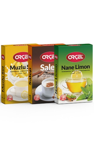 Orçel Salep Muzlu Süt Nane Limon Aromalı İçecek Tozu Oralet Çay 3 x 200 G