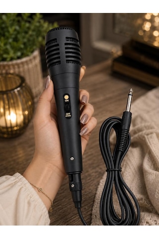 Kablolu Dinamik Mikrofon 6.3 Mm Jacklı El Mikrofonu 195 Cm Kablolu Karaoke Amfi Mikrofonu