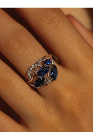 Lapshov Safirli Gümüş Yüzük 11221111 Mavi