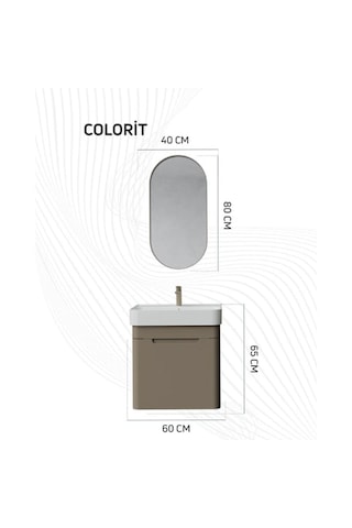 Creavit Colorit Kapaklı Lavabo Dolabı 60cm Ve Ayna Cappuccino