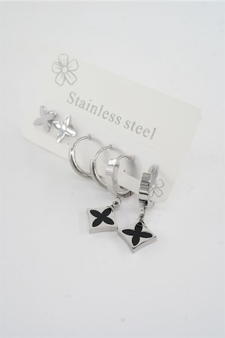 Kadın 316 L Paslanmaz Çelik Kararmaz 6'lı Küpe Seti-5395 Gümüş