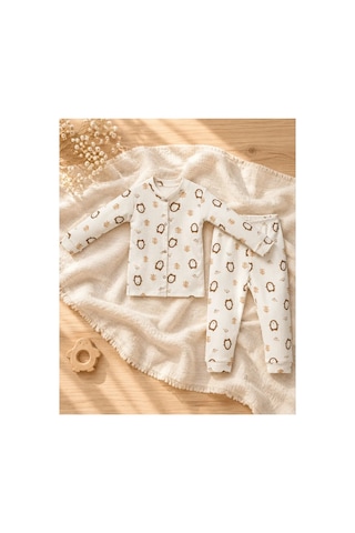 Cerenbebe Kız Çocuk Pijama Takımı Penguen Desenli Beyaz
