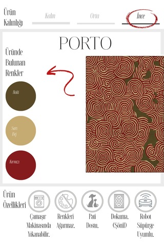 Porto 80 Yeşil Bordo Soyut Desenli Halı Tasarım Modern Oturma Odası İnce Yazlık Ev Oda Salon Halısı