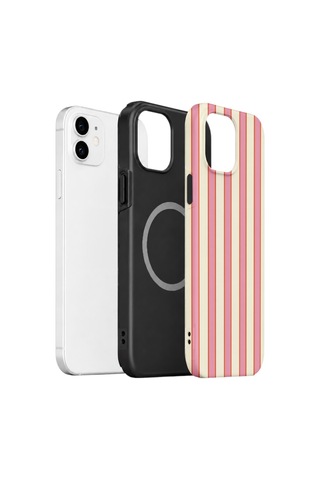 Apple iPhone Uyumlu 11 Vorian Çift Katmanlı Magsafe Kılıf Sunset Candy Stripe