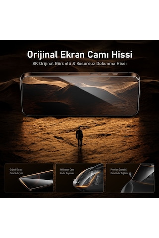 Aohi The Future İphone Uyumlu 16 Pro Max Kılıfı Siyah, Tam Kaplayan Kırılmaz Temperli Camlı Koruma-ssc14113