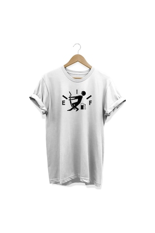 Yakıt Baskılı Beyaz T-shirt Beyaz