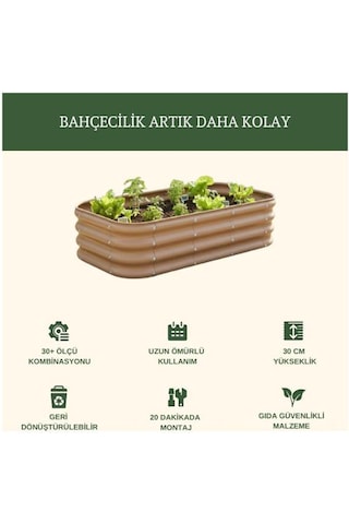 Modüler Yükseltilmiş Bahçe Yatağı Yükseltilmiş Sebze Yatağı No:4 110x60 Gri