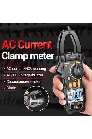 Yunboo Aneng Pn107 Dijital Klem Ampermetre: Ac/dc Akım, Gerilim, Direnc Ölçer - 4000 Sayım, Ncv Tespiti, Elektrikçi Aracı Pil Yok