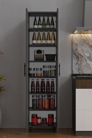Ae-3085 Selen Çok Amaçlı Antrasit Dolap 7 Raflı,2 Kapaklı Mutfak