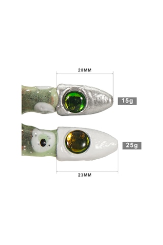 Reedark Gümüş Başlı 15g Kurşun Bağlı Silikon Ahtapot Balık Yemi Kabuklu Paket