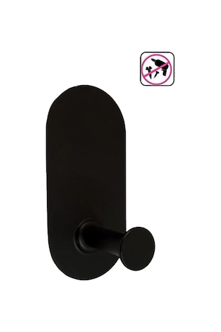 Askılık Yapışkanlı Thincal Oval Tekli Mat Siyah Rengi Pakette 4 Adet Mat Siyah