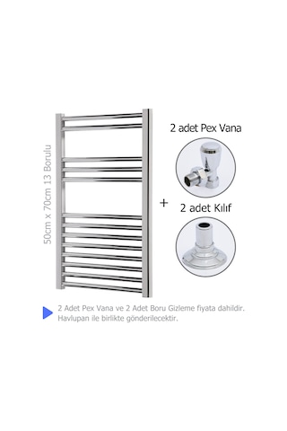 Krom Kaplama Çelik Havlupan + 2 Adet Pex Köşe Vana + 2 Adet Boru