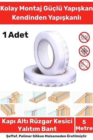 Ses Böcek Toz Önleyici Rüzgar Kesici Kapı Pencere Isı Izolasyon Yalıtım Şeffaf Şerit Bant 5mt 1 Adet