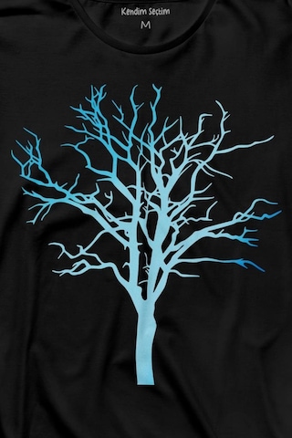 Nature Hayat Ağacı Kuru Ağaç Silüeti Uzun Kollu Tişört Baskılı T-shirt 001