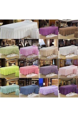 Ganzhoushop Suntek Örtülü Masaj Masası Güzellik Etek Beyaz Eu