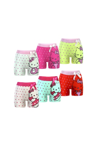 Kız Çocuk Desenli Boxer 5'li Çok Renkli