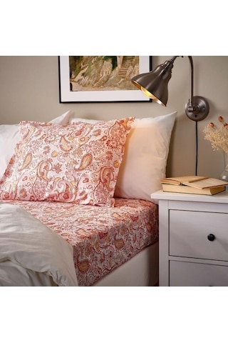Ikea Rodgersıa Tek Kişilik Çarşaf 90 X 200 Cm Beyaz - Pembe Beyaz-pembe