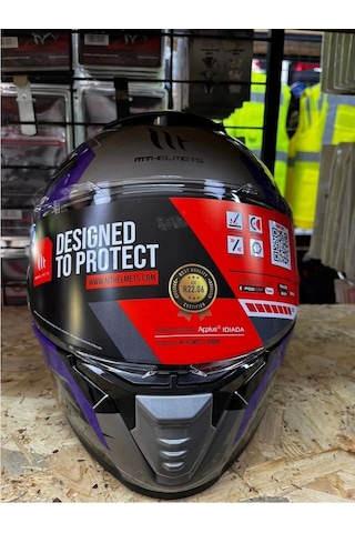 Mt Helmets Mt Thunder 4 Sv Valıant B2 Motosiket Kaskı Parlak Gri - Mor - Sarı