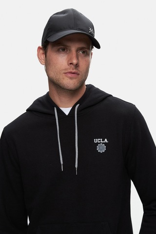 Ucla Nevada Siyah Kapüşonlu Baskılı Standard Fit Erkek Sweatshirt Siyah
