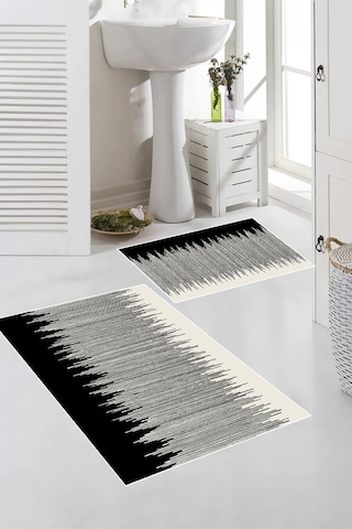 Eliana Home Dijital Baskı 2'li Banyo Paspas Takımı Lna5-fnl421 100x60 Ve 60x50 Cm Siyah