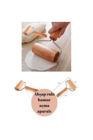 Ahşap Saplı Rulo Hamur Açma Aparatı Pürüzsüz Merdane Oklama Baklava Börek Bazlama Açma