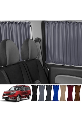 Pandami Fiat Doblo Iı Kısa Şase 2010-2023 Uyumlu Gri Raylı Oto Perde Takımı
