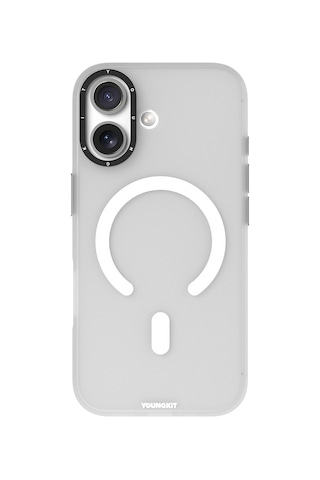 Apple Uyumlu iPhone 17 Kılıf M-safe Şarj Özellikli Youngkit Hidden Sand Serisi Kapak Beyaz Beyaz