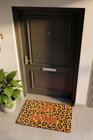 Cocojoy Pj010a Leopar My Home Desenli Kalın Kaymaz Taban Nem Alıcı Şık Tasarım Kapı Önü Paspası Renklı