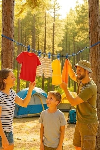 Portatif Seyahat Çamaşır İpi, 12 Adet Sabit Mandallı Lastikli Esnek Tasarım, Kolay Kurulum İçin Metal Kancalı, Kamp, Balkon, Otel, Yurt Ve Ev İçi Kullanıma Uygun Pratik Çamaşır Asma Askısı Diğer