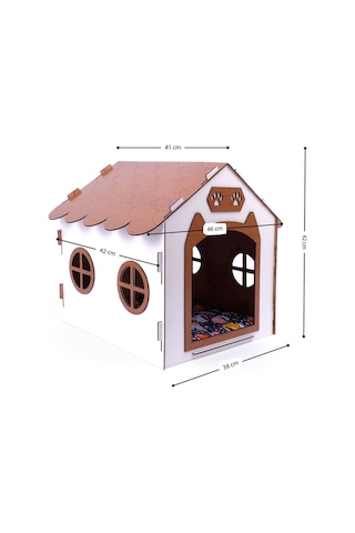 Ahşap Özel İsim Baskılı Dekoratif Kedi Evi-kulübesi, Kediler İçin Kulübe, Kedi Kulübesi Beyaz-ceviz