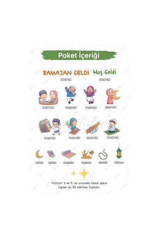 Ramazan Geldi Hoş Geldi Cam Duvar Sticker Seti, Ramazanı Coşkuyla Karşılayan Çocuklar Ramazan Süsü Çok Renkli