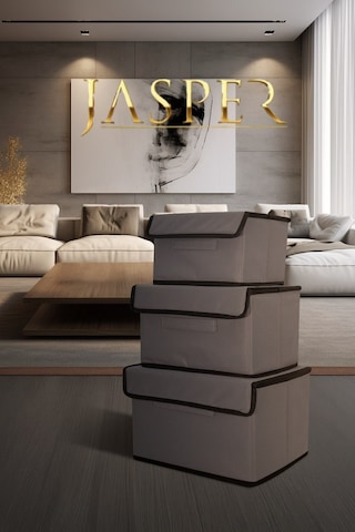 Jasper Krem Dikdörtgen Baza Ve Çekyat Altı Kulplu Kıyafet Eşya Düzenleyici Hurç Krem