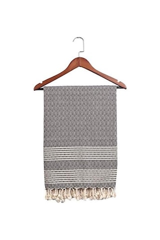 Yaprak Peştemal Plaj Havlusu Sauna, Yoga, Fitness İçin Çok Amaçlı Kullanım. 100x180cm Koyu Gri Açık