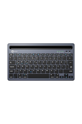 Lecoo Bk100 Bluetooth V3.0 Çoklu Cihaz Uyumlu Şarj Edilebilir Kablosuz Gri   Türkçe Q Klavye