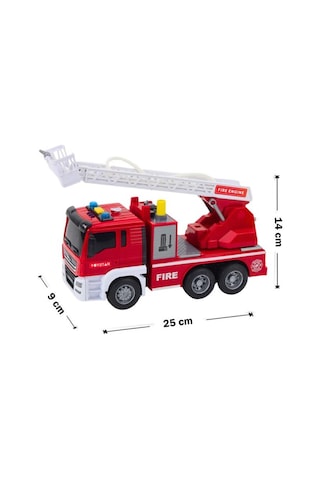 Sesli Işıklı Pilli Merdivenli Full Fonksiyon Su Püskürtme Oyuncak Eğitici İtfaiye Arabası