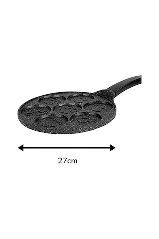 27 Cm Gülen Yüz Yanmaz Yapışmaz Döküm Pankek Tavası Siyah