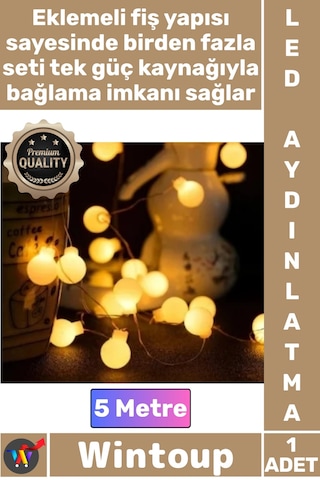 Led Dekoratif Işık Yılbaşı Süsleme Şeffaf Kablo Fişli Eklemeli 5 Metre 28 Led Gün Işığı Aydınlatma