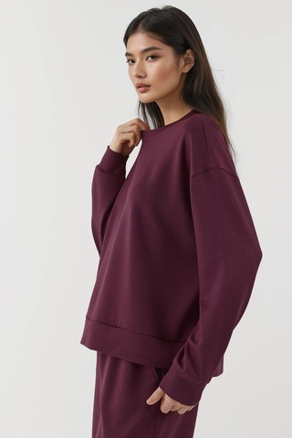 Hiccup Modal Dokunuşlu Basic Sweatshirt Bordo Kırmızı