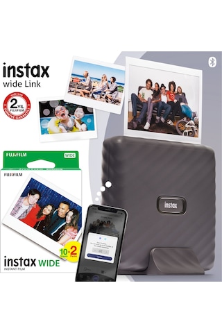 Fujifilm Instax Wide Link Akıllı Telefon Yazıcısı + 20'li Film Gri