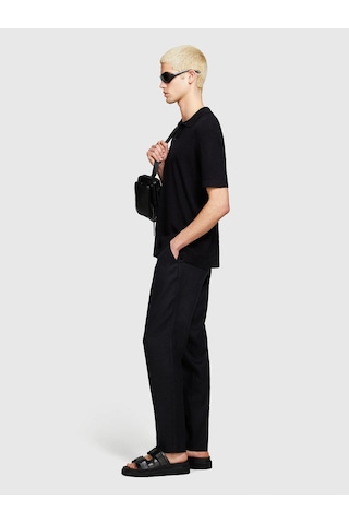 Sisley %100 Keten Slim Comfort Fit Pantolon Erkek Siyah Pantolon - 324p4aghsf049