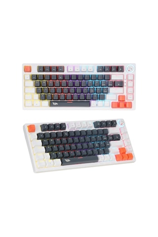 Mekanik Rgb Gaming Kablolu Klavye 81 Tuşlu Mavi Switch Hot Swap Double Shot Örgü Kablolu Oyuncu Klavyesi