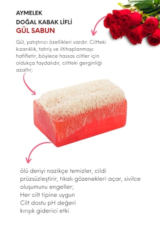 Sabun Doğal Kabak Lifli Gül Sabunu Beyaz Sabun - Gül