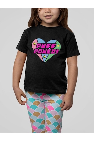 Sevbano Puff Power Yazılı Power Puff Girls Baskılı Unisex Çizgi Film Çocu Siyah