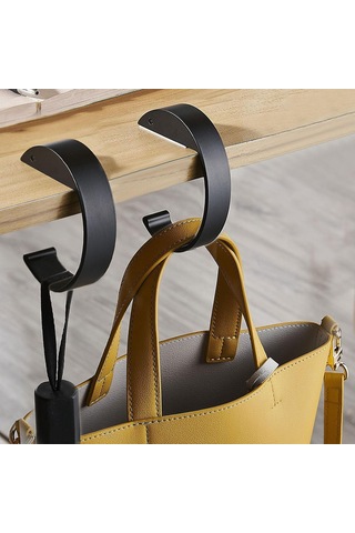 Vkemall Masaüstü Çanta Kanca Seti 2 Adet - Pratik Taşıma Ve Saklama Çözümü Beyaz - Siyah