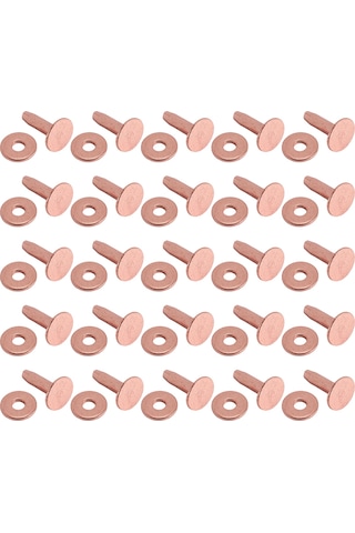 25 Bakır Perçin Burr Rondelası Seti, 15/32" Uzun Deri Bakır