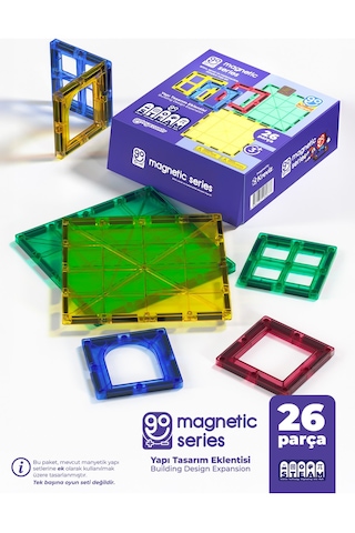 Go Magnetic Series 26 Parça Yapı Tasarım Eklentisi - Mıknatıslı Manyetik Bloklar