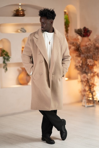 İtalyan Geniş Yaka Oversize Bol Kesim Salaş Uzun Kaban Devetüyü