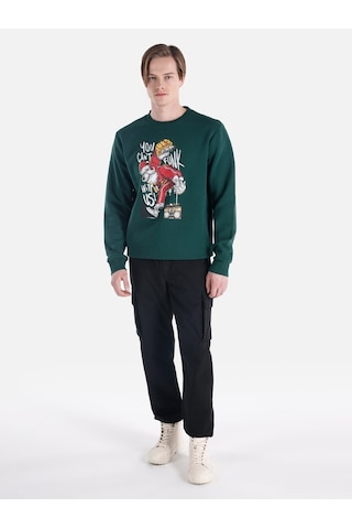 Colin's Colins Regular Fit Baskılı Yeşil Erkek Sweatshirt Cl1066430 Yeşil